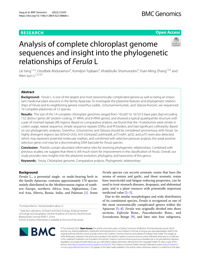 PDF) Analysis of complete chloroplast genome sequences and insight 