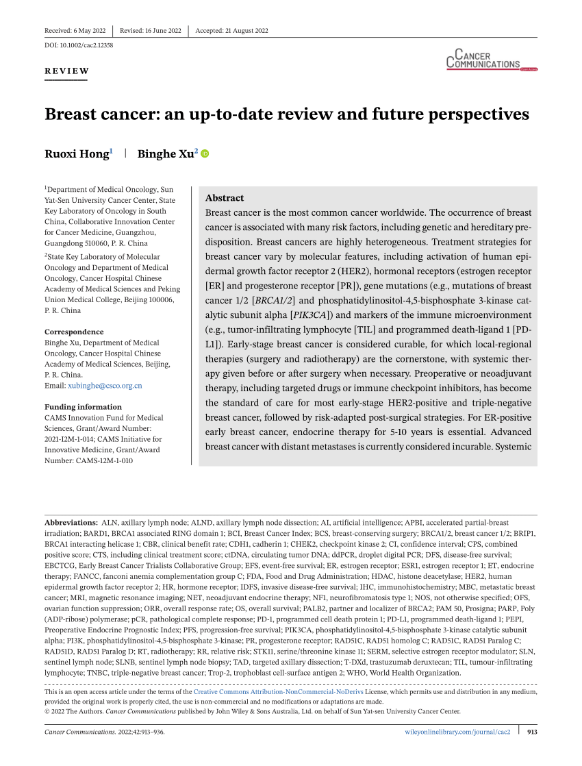 literature review in breast cancer