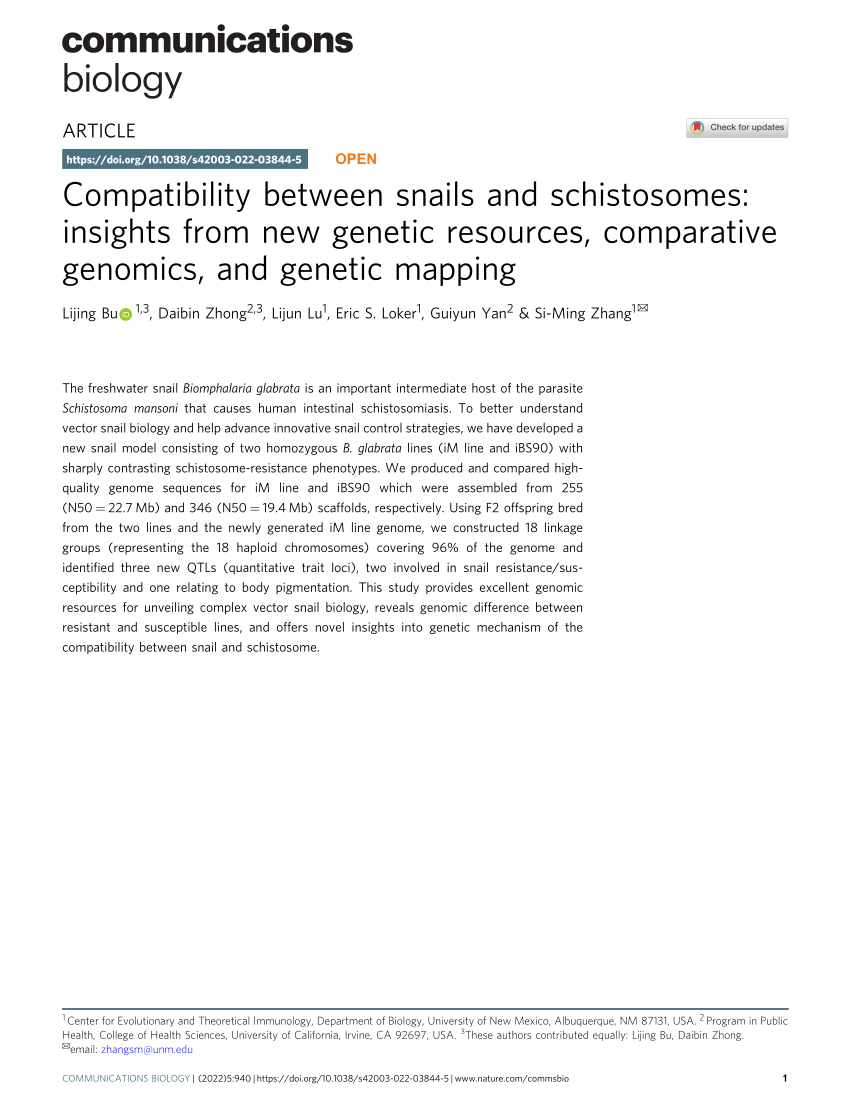 Pdf Compatibility Between Snails And Schistosomes Insights From New Genetic Resources Comparative Genomics And Genetic Mapping