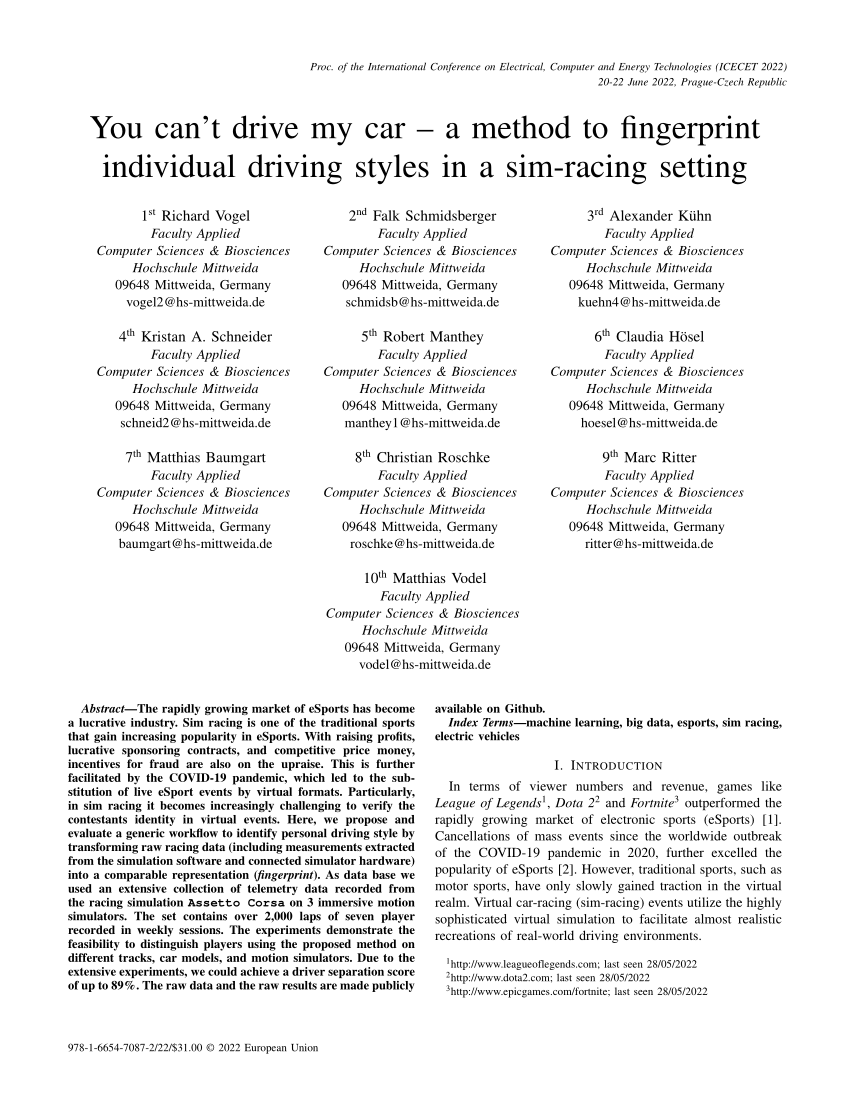 (PDF) You can’t drive my car a method to fingerprint individual