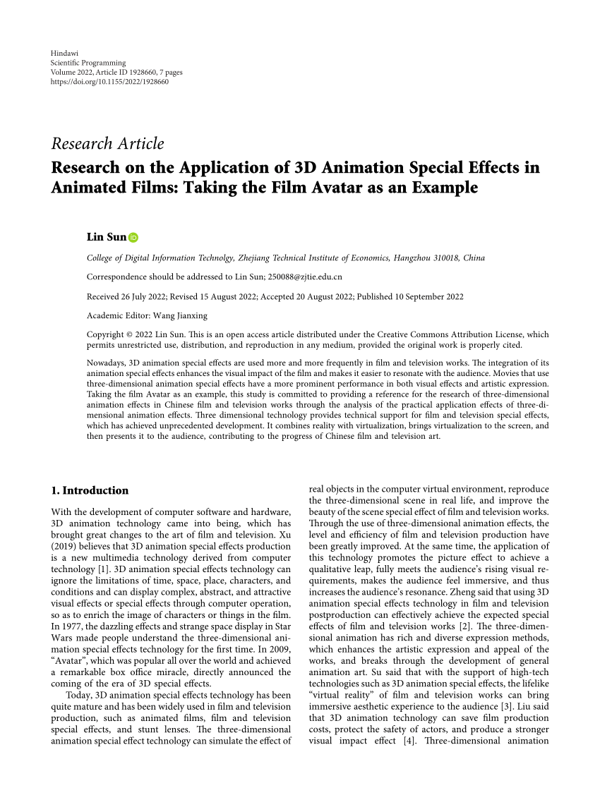 PDF) Research on the Application of 3D Animation Special Effects in Animated  Films: Taking the Film Avatar as an Example