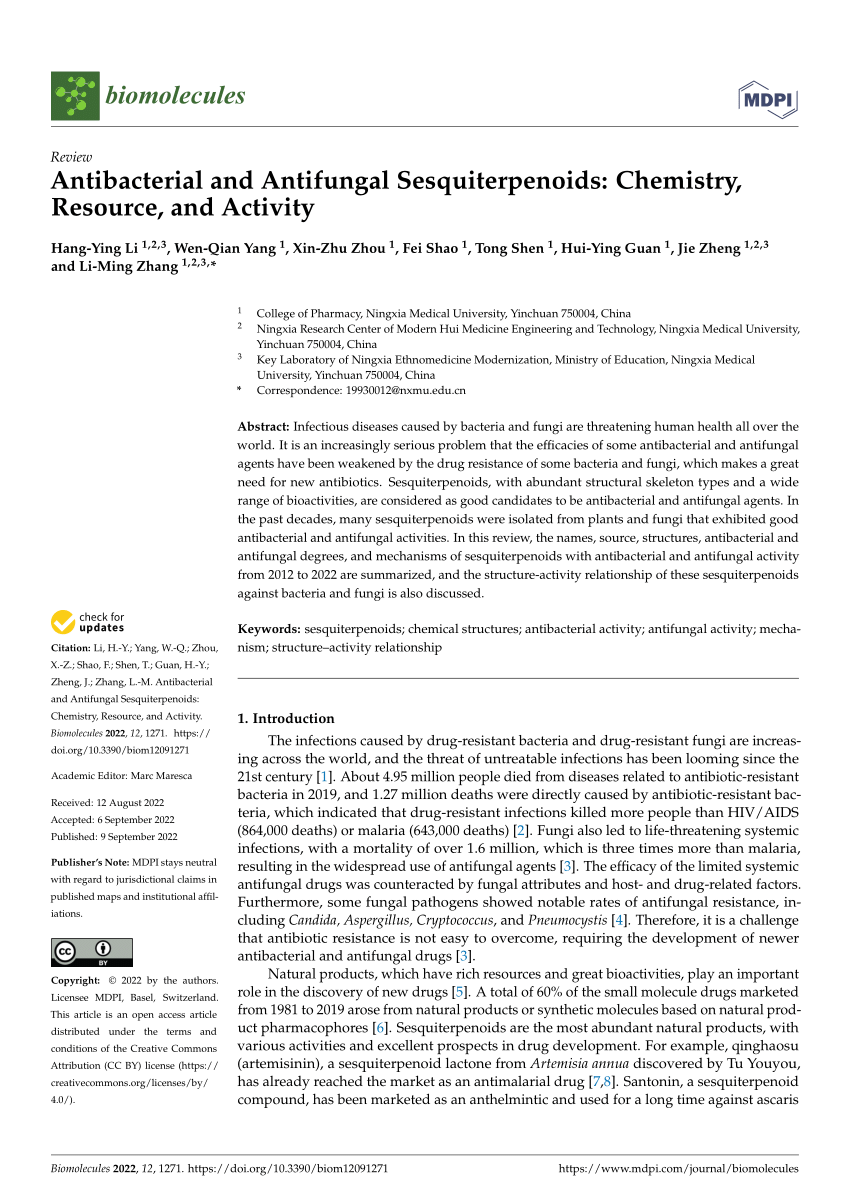 PDF) Antibacterial and Antifungal Sesquiterpenoids: Chemistry 