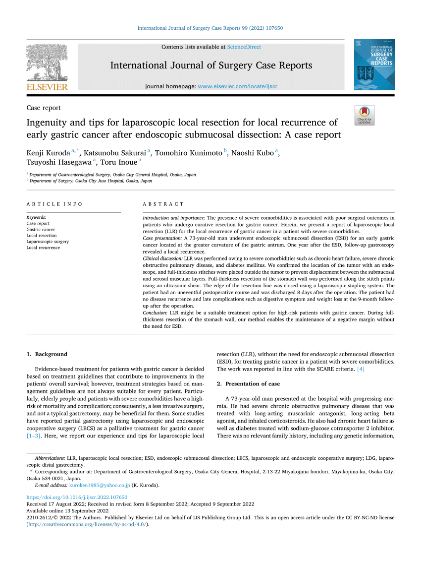 (PDF) Ingenuity and tips for laparoscopic local resection for local ...