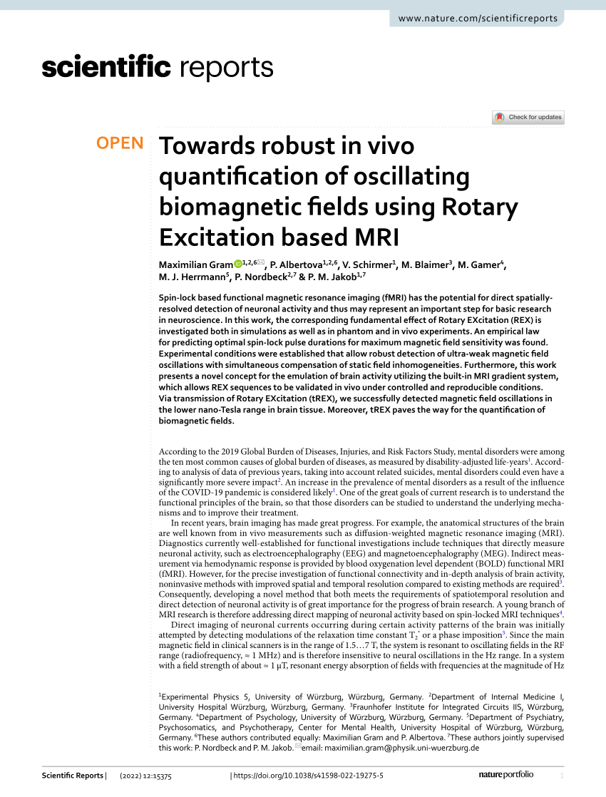 PDF) Towards robust in vivo quantification of oscillating biomagnetic  fields using Rotary Excitation based MRI