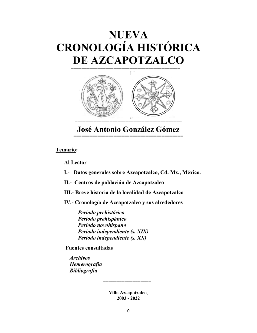 PDF) Nueva Cronología Histórica de Azcapotzalco