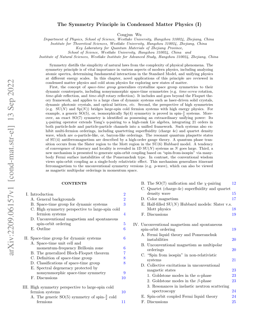 PDF) The Symmetry Principle in Condensed Matter Physics (I)