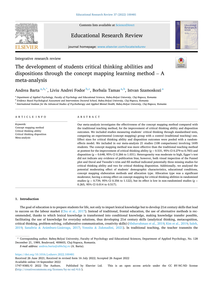 a meta analysis on critical thinking and community college student achievement