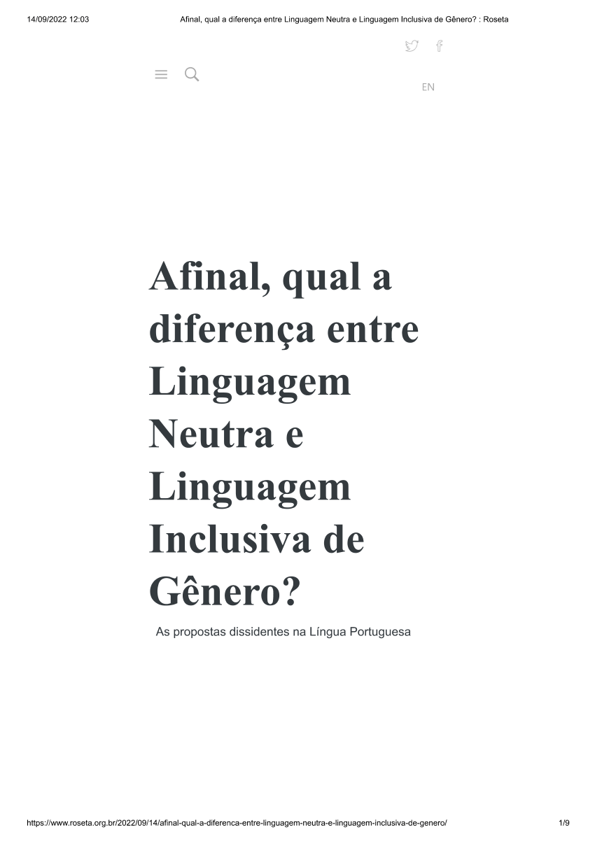 Pdf Afinal Qual A Diferença Entre Linguagem Neutra E Linguagem Inclusiva De Gênero As 3626