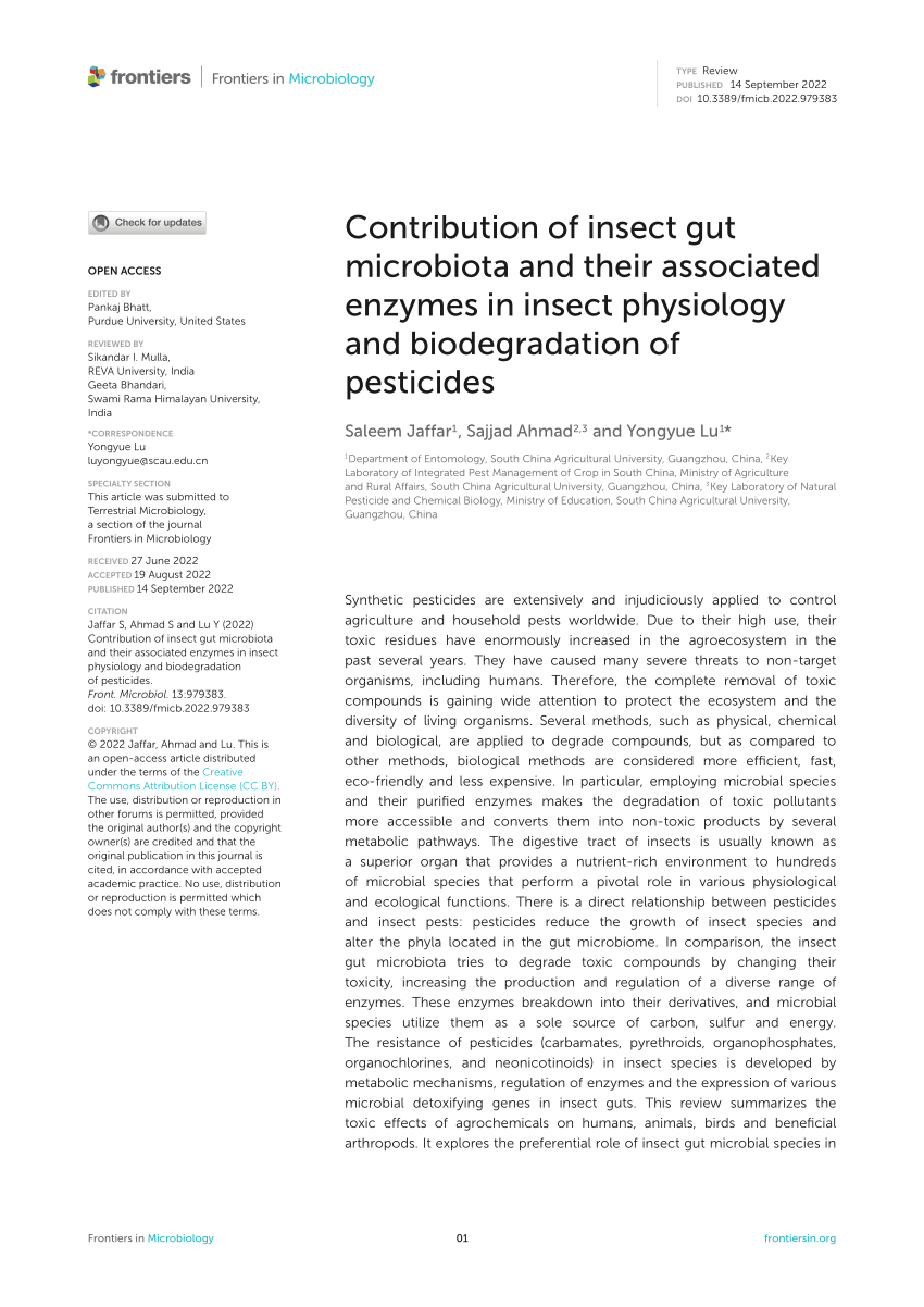 (PDF) Contribution of insect gut microbiota and their associated ...