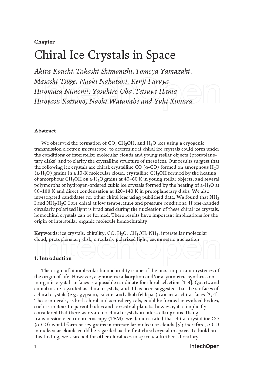 PDF Chiral Ice Crystals in Space