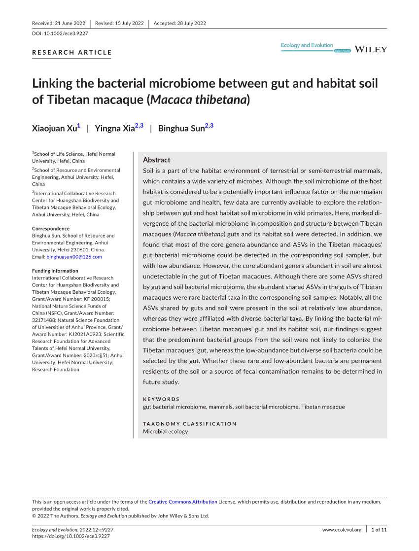 (PDF) Linking the bacterial microbiome between gut and habitat soil of ...
