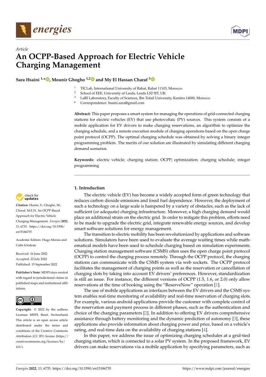 (PDF) An OCPPBased Approach for Electric Vehicle Charging Management