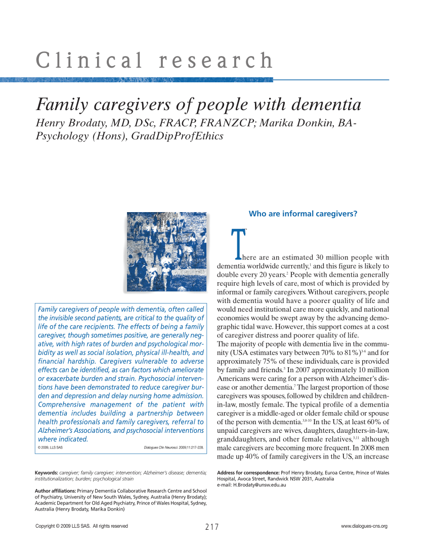PDF) Aggressive behavior in the relationship between old and the family  caregiver in dementias