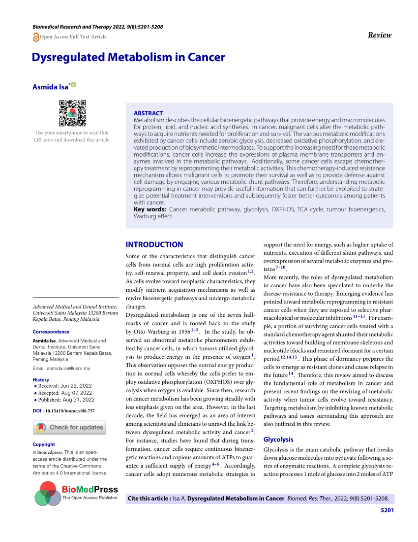 cancer metabolism thesis