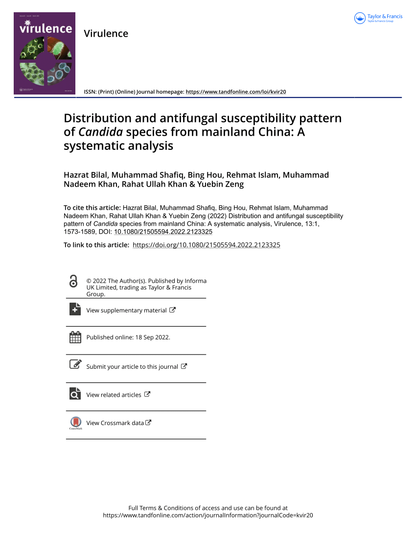 Pdf Distribution And Antifungal Susceptibility Pattern Of Candida Species From Mainland China 