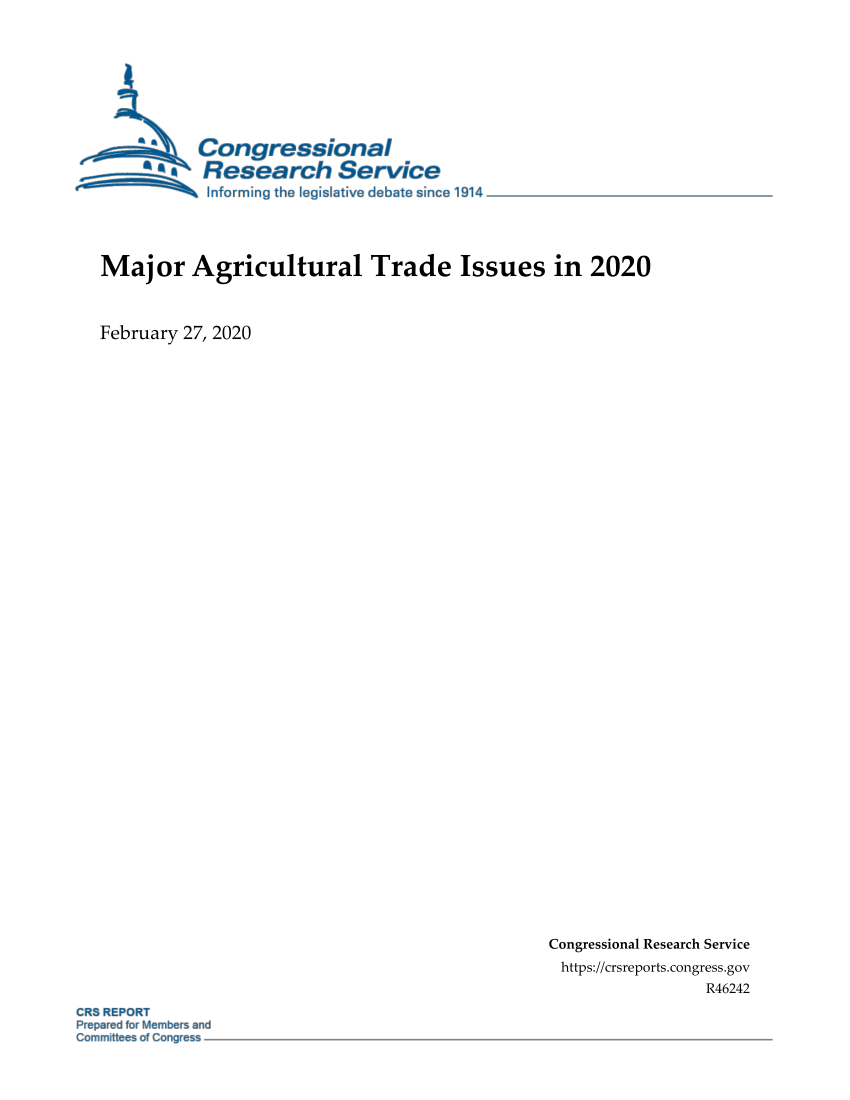 (PDF) Major Agricultural Trade Issues in 2020