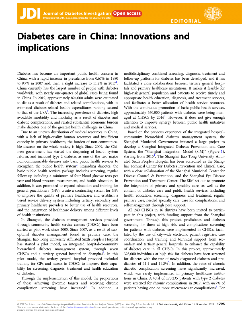 (PDF) Diabetes care in China Innovations and implications