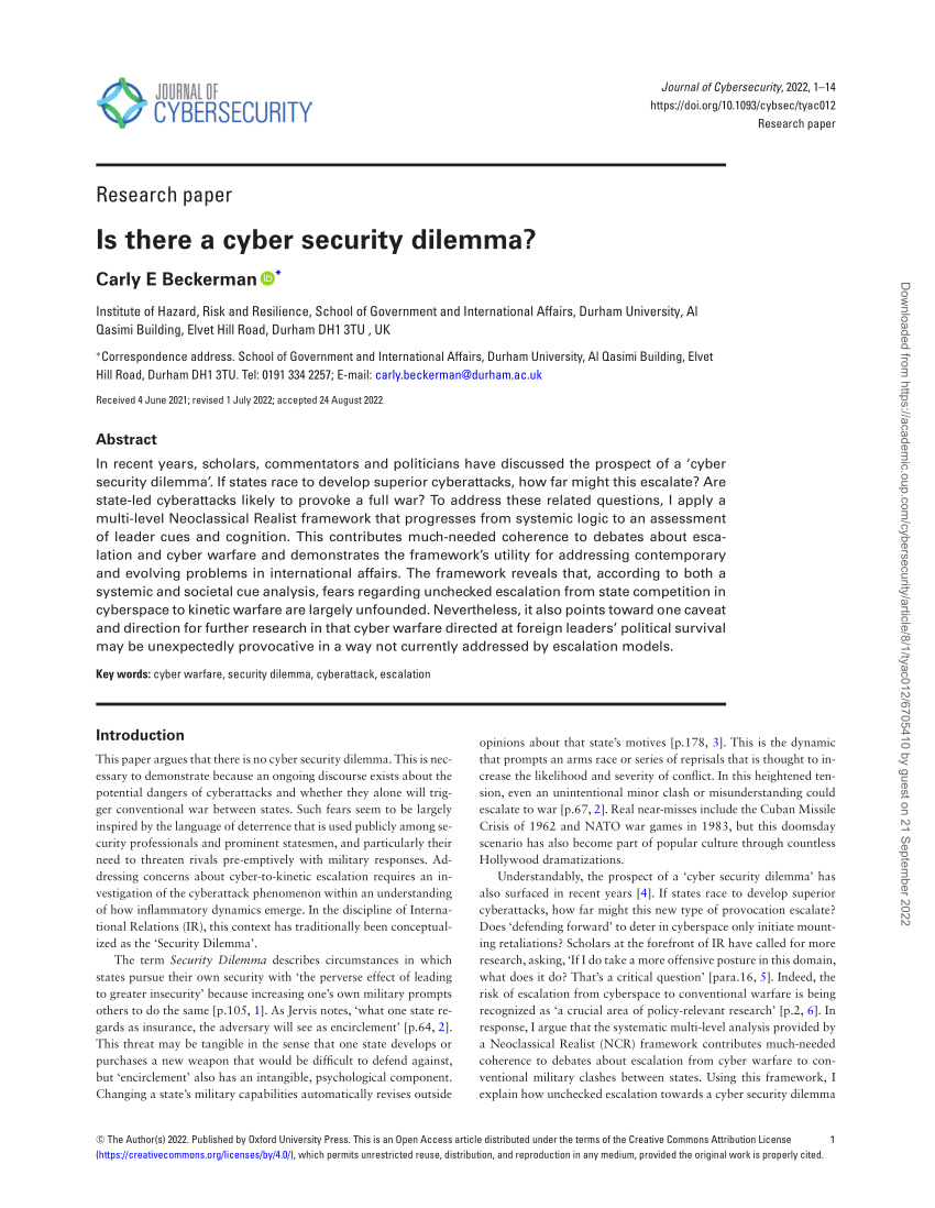 case study on security dilemma