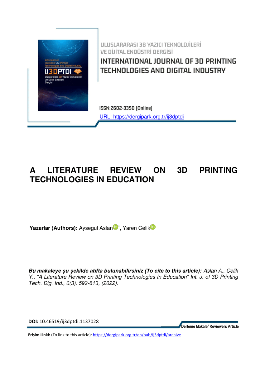 literature review on 3d printing technology