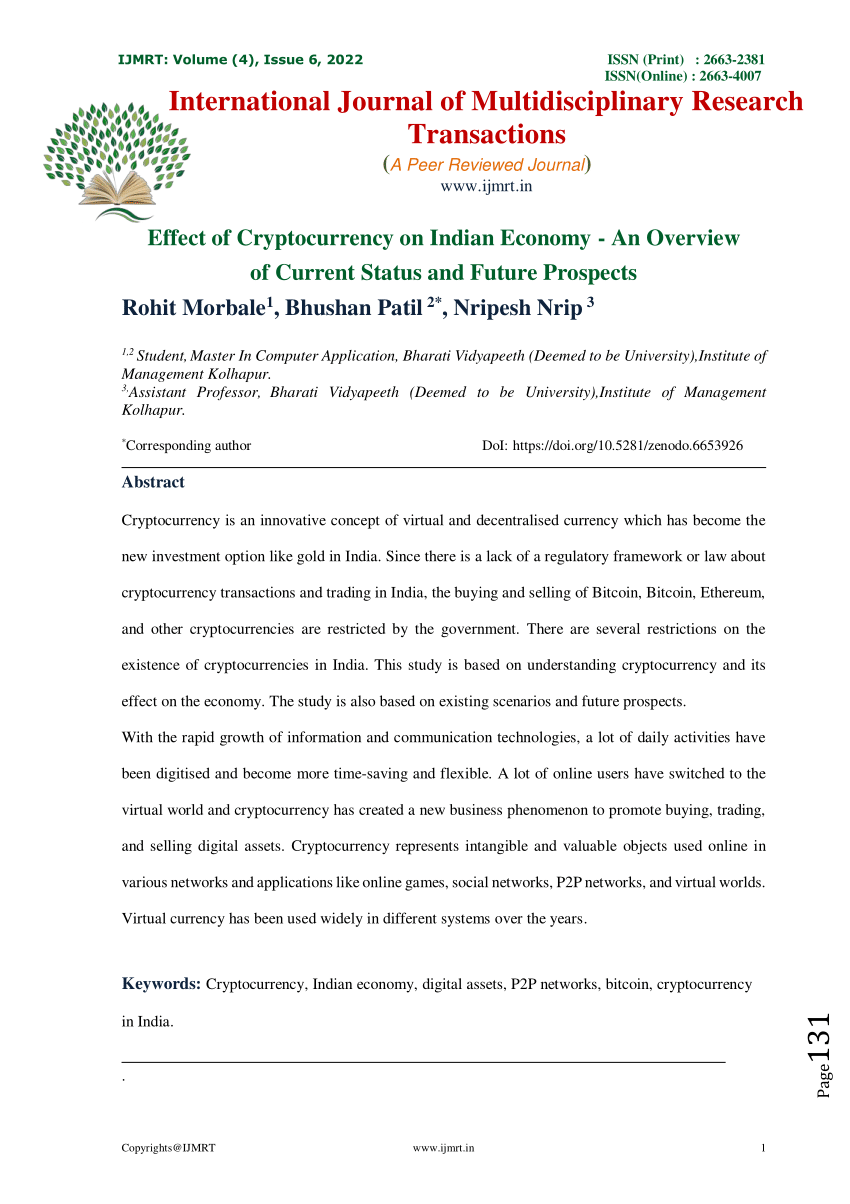 impact of cryptocurrency on indian economy research paper