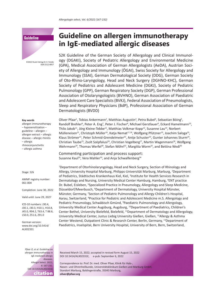 (PDF) Leitlinie zur Allergen-Immuntherapie bei IgE-vermittelten ...