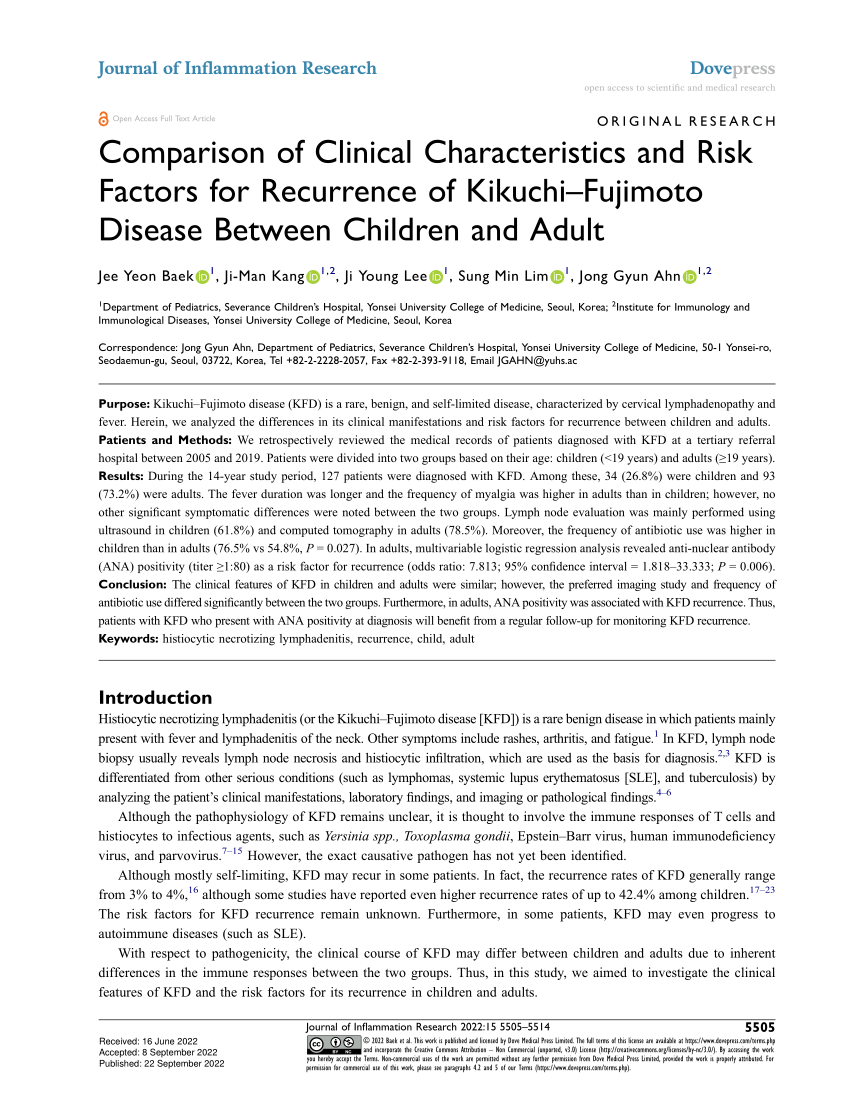 Pdf Comparison Of Clinical Characteristics And Risk Factors For