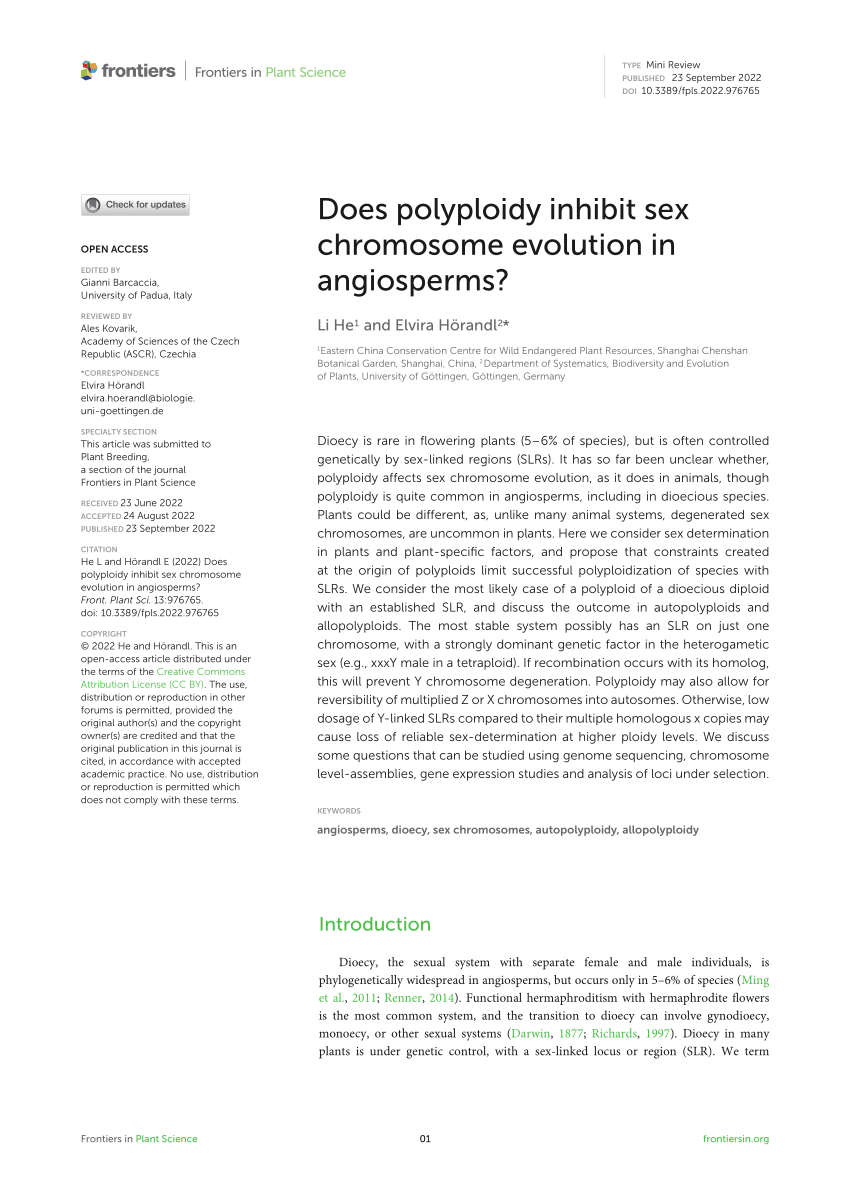 Pdf Does Polyploidy Inhibit Sex Chromosome Evolution In Angiosperms 6336