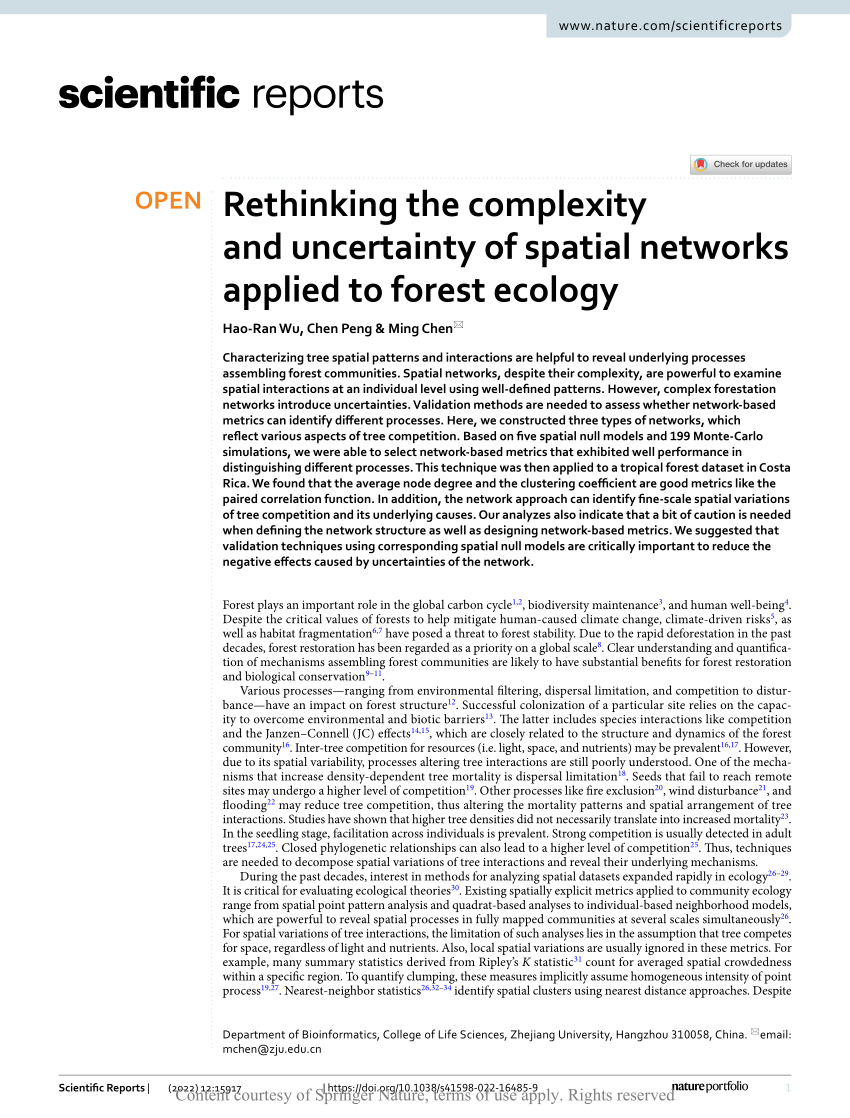 PDF) Rethinking the complexity and uncertainty of spatial networks 