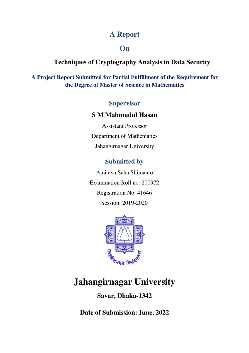 thesis report on cryptography