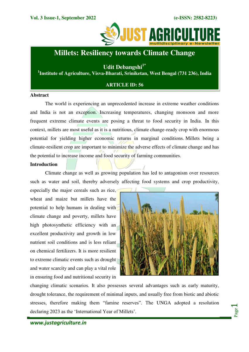 (PDF) Millets: Resiliency towards Climate Change