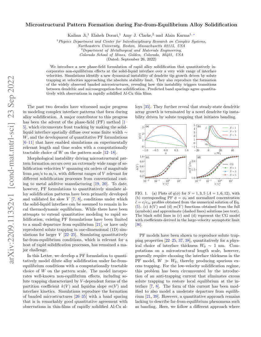 Pdf Microstructural Pattern Formation During Far From Equilibrium Alloy Solidification