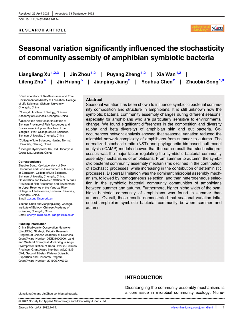 (PDF) Seasonal variation significantly influenced the stochasticity of