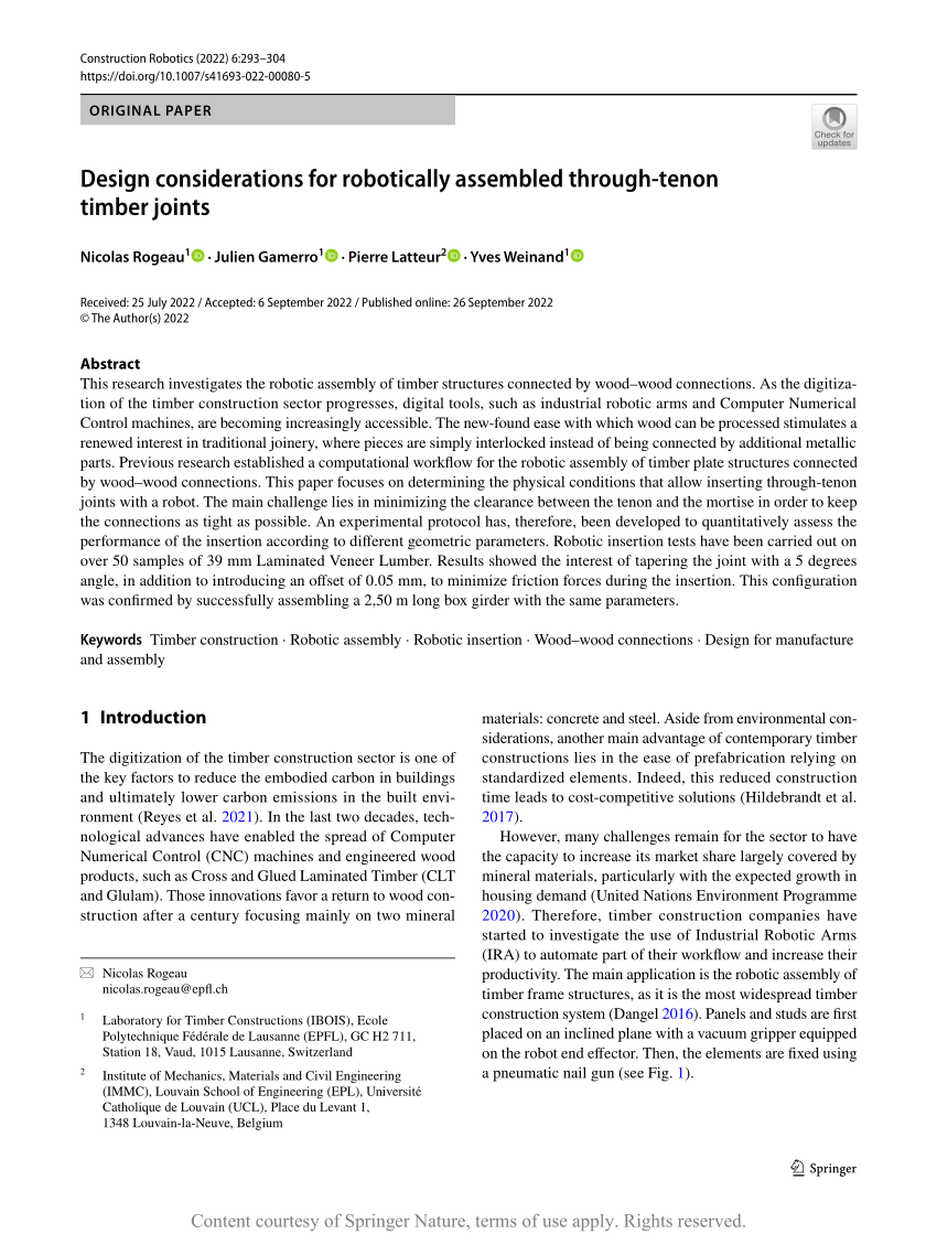 (PDF) Design considerations for robotically assembled throughtenon