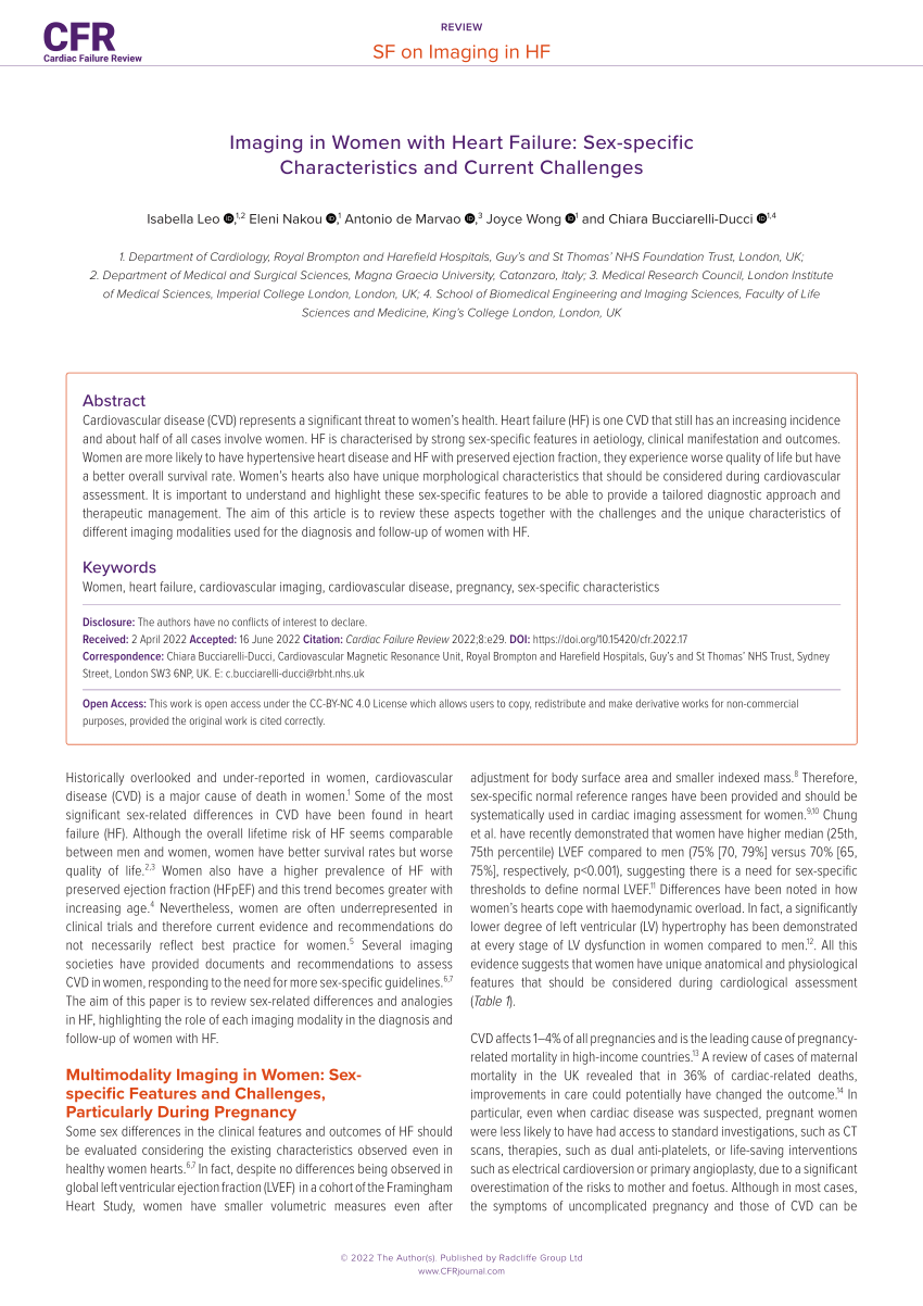 PDF Imaging in Women with Heart Failure Sex specific  