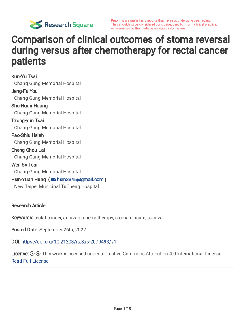 (PDF) Comparison of clinical of stoma reversal during versus