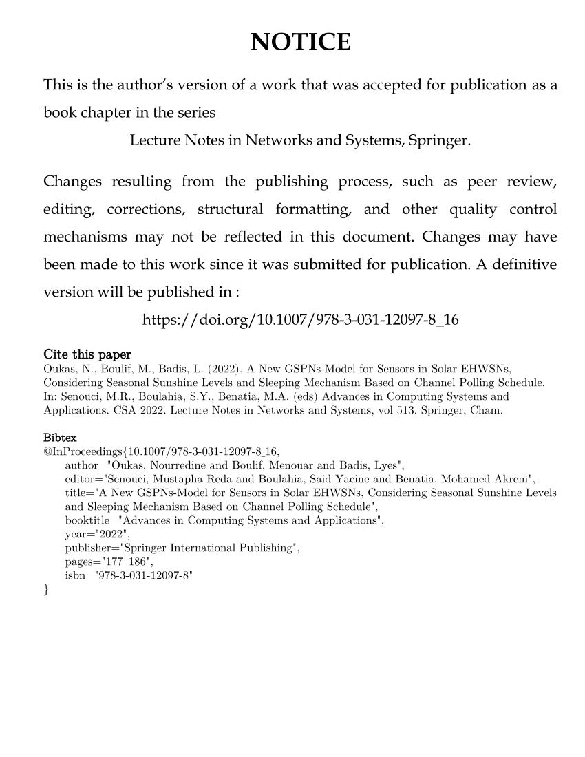 (PDF) A New GSPNsModel for Sensors in Solar EHWSNs, Considering