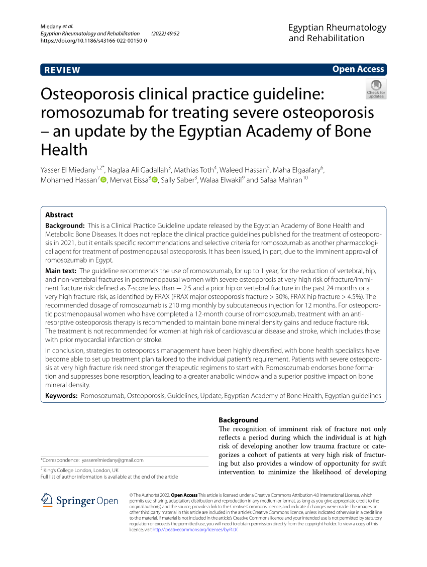 (PDF) Osteoporosis clinical practice guideline romosozumab for