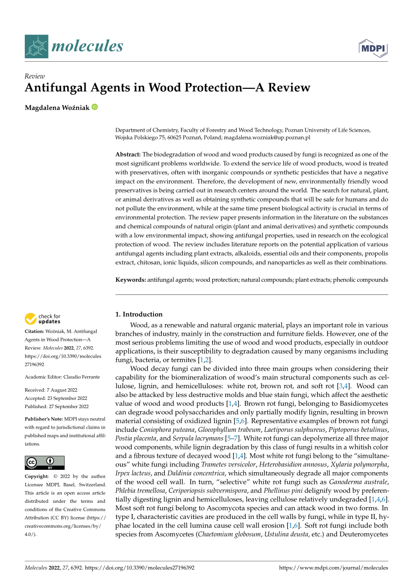 (PDF) Antifungal Agents in Wood Protection—A Review