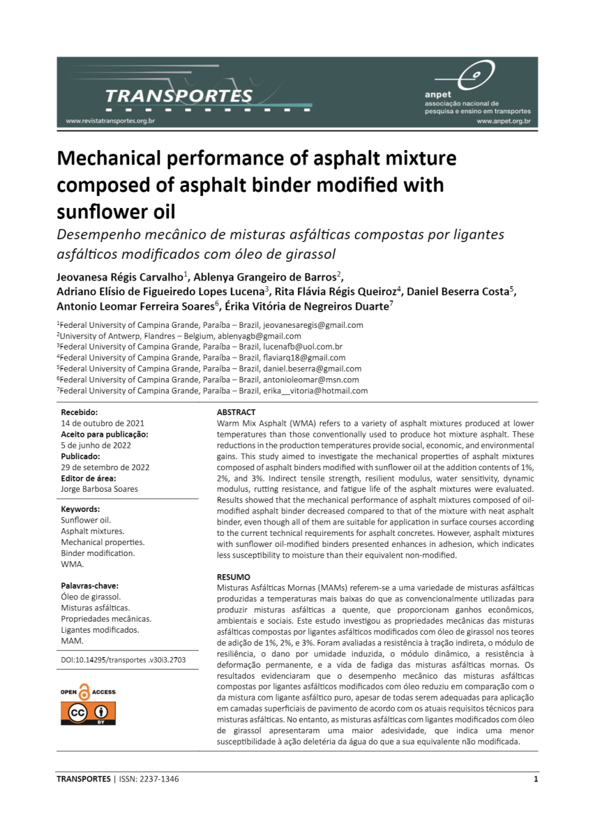 (PDF) Mechanical performance of asphalt mixture composed of asphalt ...