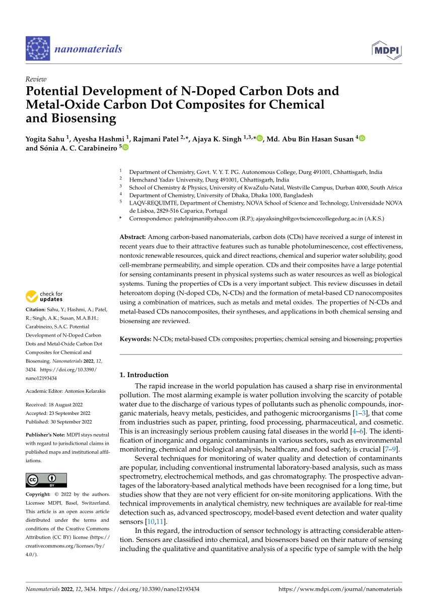 PDF) Potential Development of N-Doped Carbon Dots and Metal-Oxide 