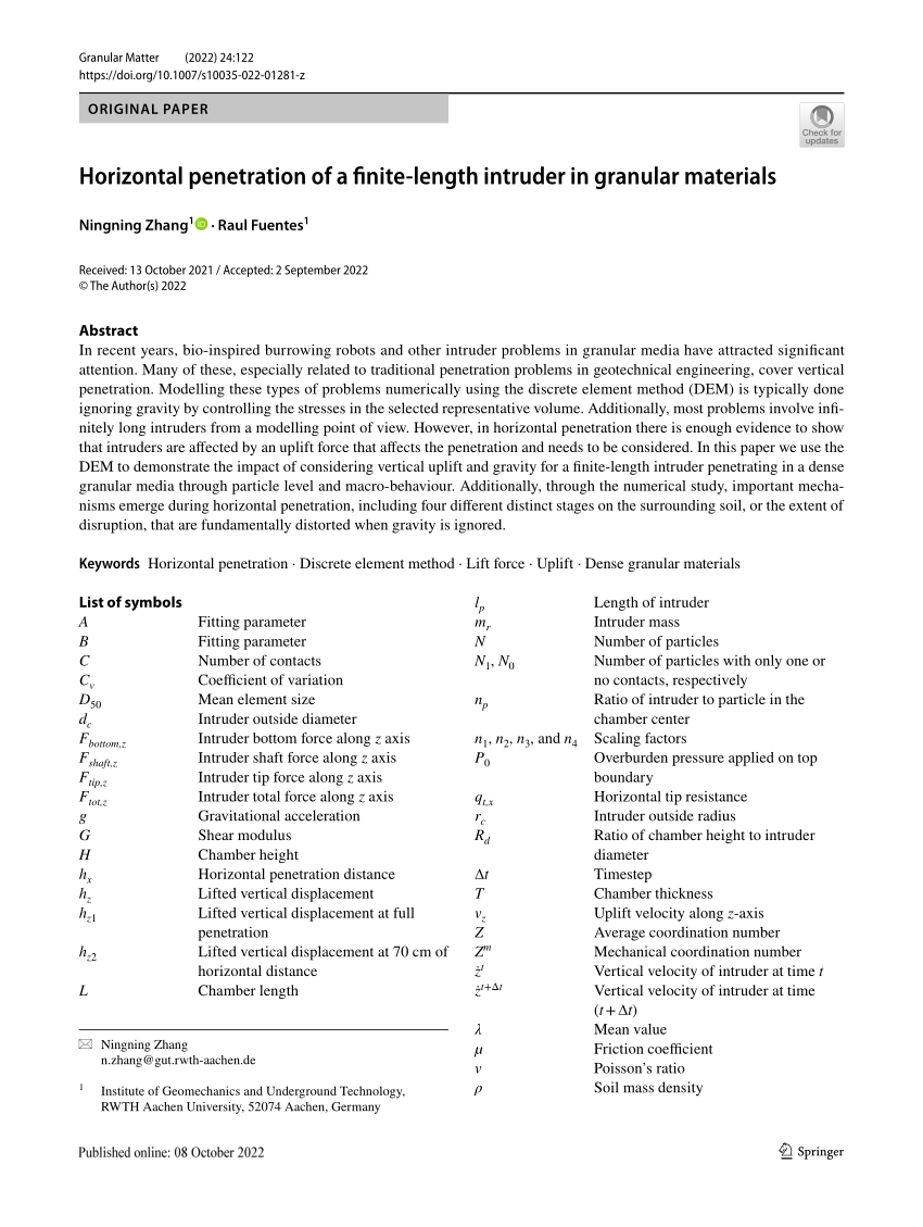 PDF) Horizontal penetration of a finite-length intruder in 