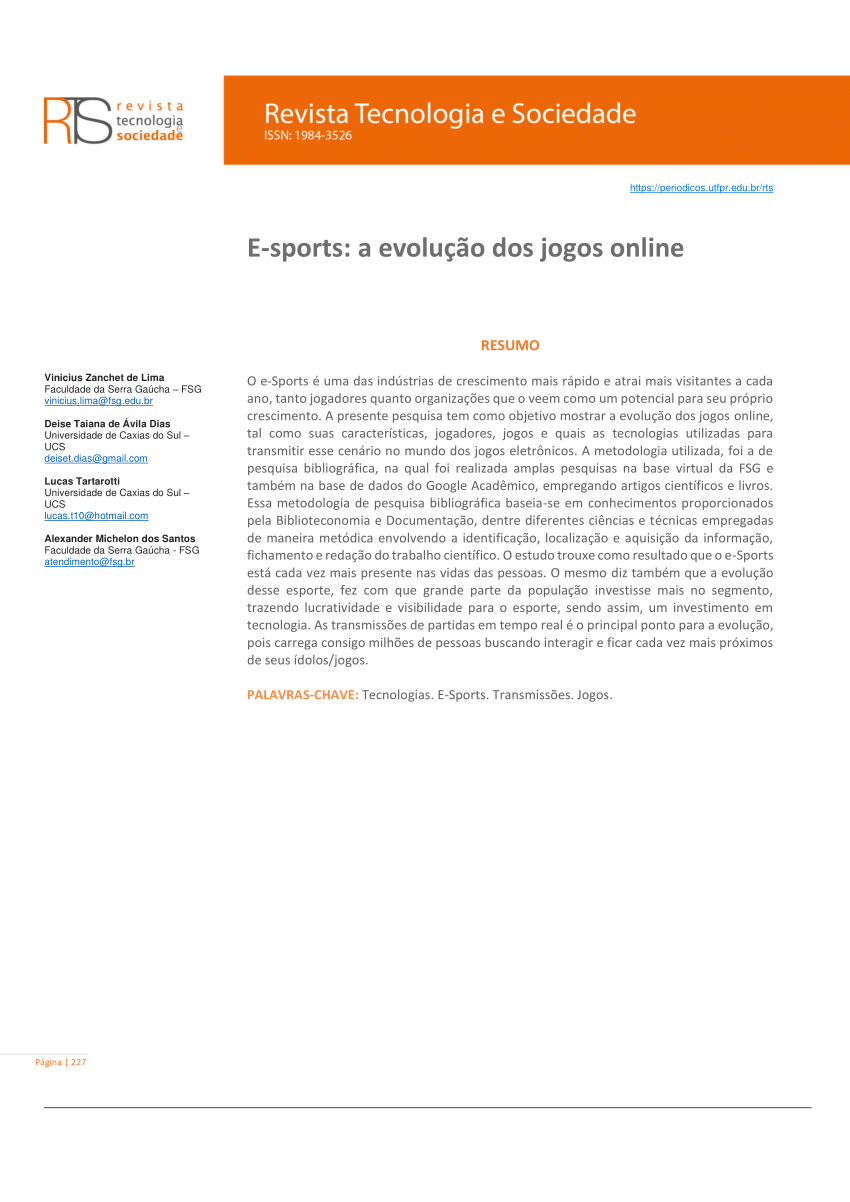 PDF) E-sports: a evolução dos jogos online