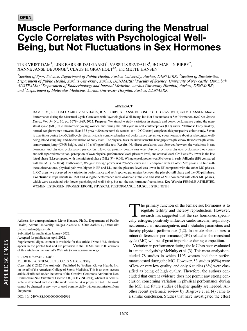 PDF) Muscle Performance during the Menstrual Cycle Correlates with Psychological Well-Being, but Not Fluctuations in Sex Hormones photo photo