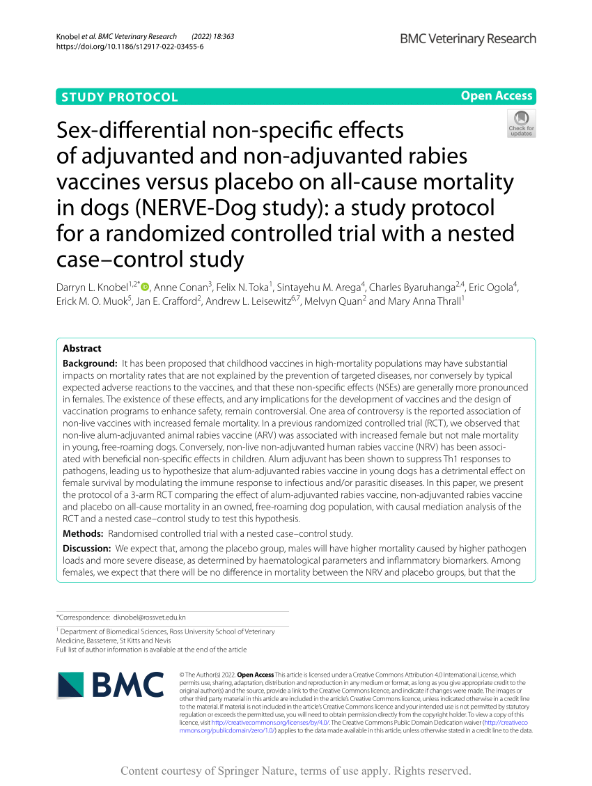 (PDF) Sex-differential non-specific effects of adjuvanted and non-adjuvanted rabies vaccines