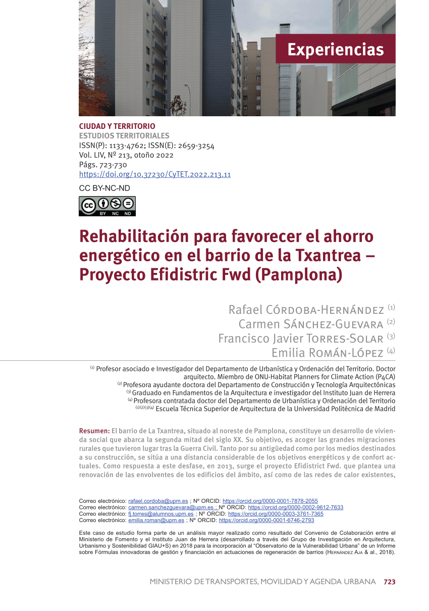 Pdf Rehabilitación Para Favorecer El Ahorro Energético En El Barrio De La Txantrea Proyecto
