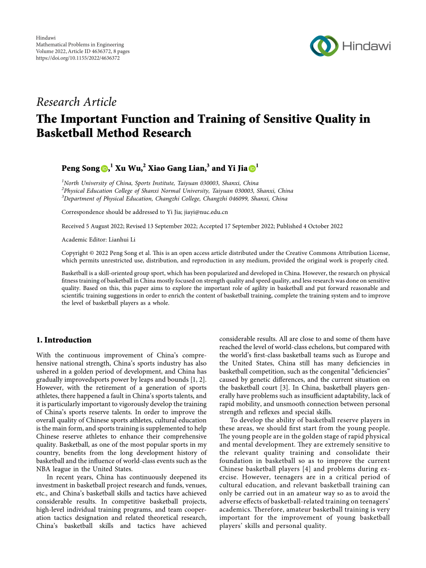 PDF) The Important Function and Training of Sensitive Quality in Basketball Method Research