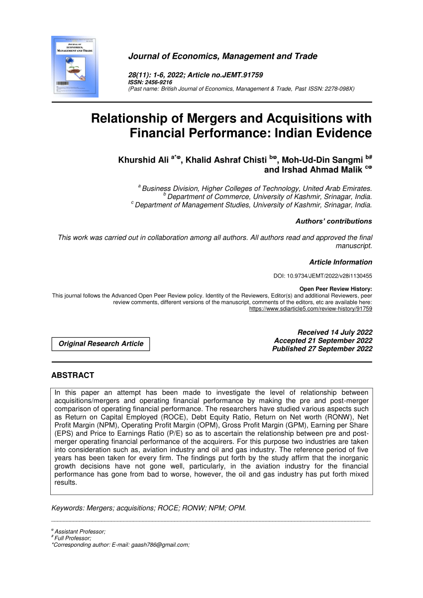 mergers and acquisitions in india research paper
