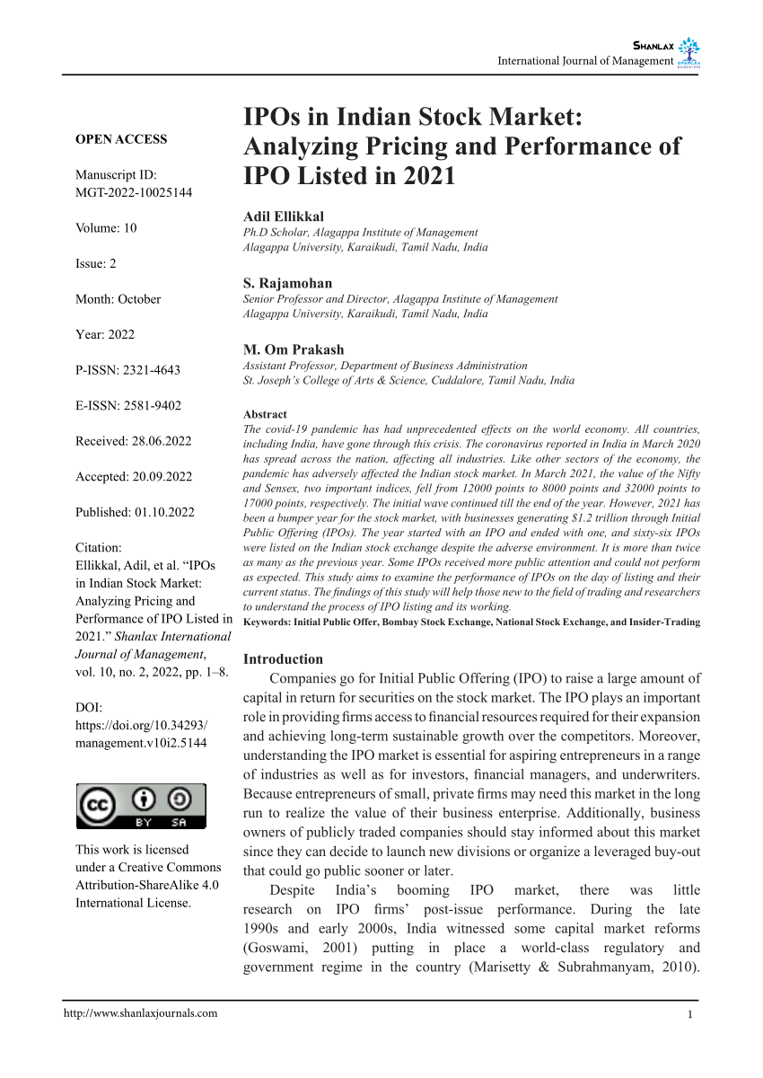 research paper on ipo in india