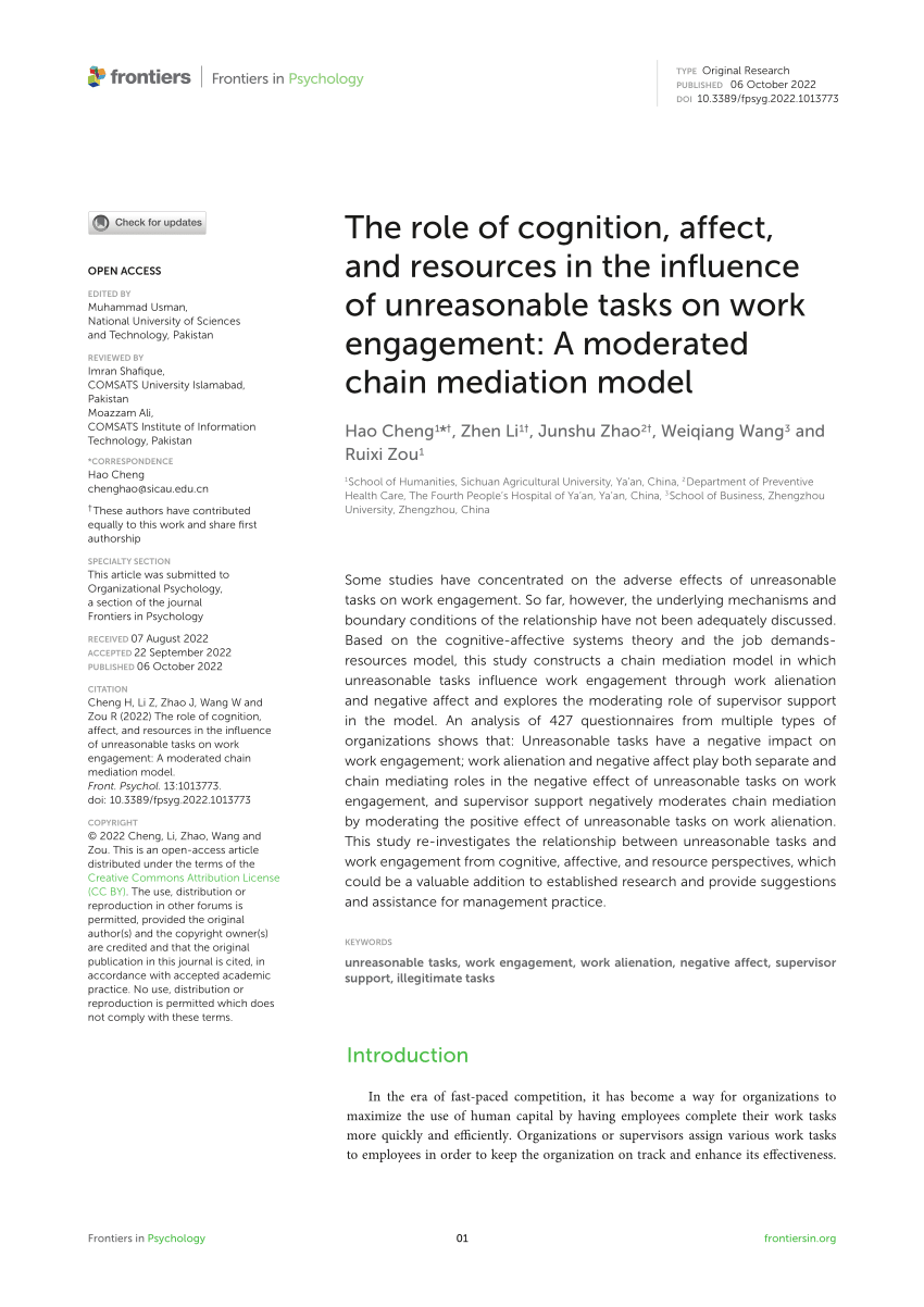 (PDF) The role of cognition, affect, and resources in the influence of