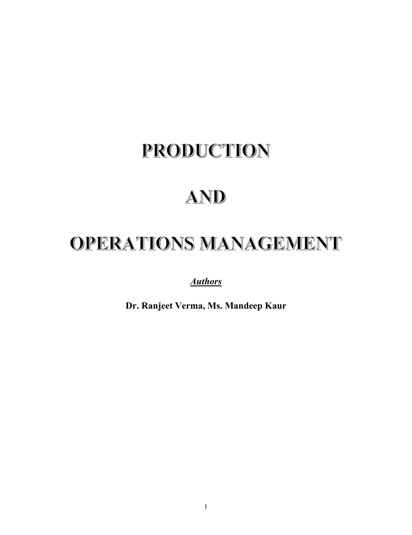 research paper on production and operations management